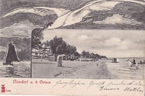 Seller image for Strand mit fig�rlicher Bord�re. Ansichtskarte in Lichtdruck. Abgestempelt Niendorf 05.08.1904. for sale by Antiquariat Heinz Tessin