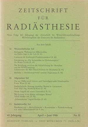 Nr. II / 1988. Zeitschrift für Radiästhesie. 40. Jg.