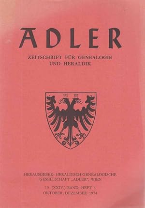 Heft 4 / 1974. Adler. Zeitschrift für Genealogie und Heraldik.