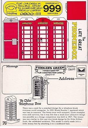 The Late Great Phonebox Telephone Model Construction Postcard