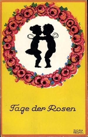 Image du vendeur pour Knstler Ansichtskarte / Postkarte Heckel, Dora, Tage der Rosen, kssende Elfen mis en vente par akpool GmbH