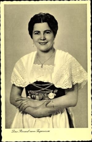 Ansichtskarte / Postkarte Das Roserl vom Tegernsee, Frau in bayrischer Tracht