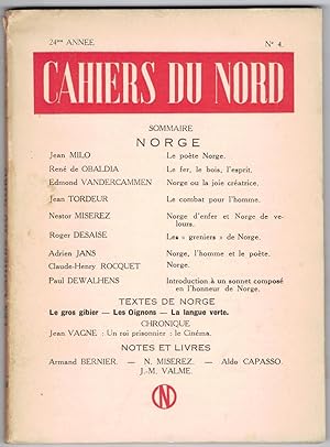 Imagen del vendedor de Les Cahiers du Nord : Norge. 1952 n 4. a la venta por Rometti Vincent