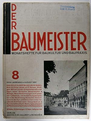 Der Baumeister. Monatshefte für Baukultur und Baupraxis. Heft 8 - August 1937.