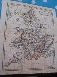 Orig. Landkarte England 1823 Walker`s Atlas