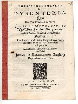 Theses inaugurales De dysenteria.