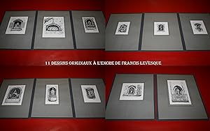 11 Dessins Originaux Encrés de Francis LEVESQUE représentant les Niches du Vieux-Laval (Mayenne)....