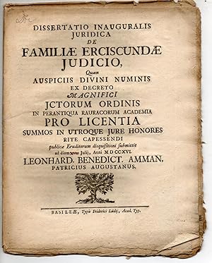 Seller image for Juristische Inaugural-Dissertation. De familiae erciscundae iudicio. for sale by Wissenschaftliches Antiquariat Kln Dr. Sebastian Peters UG