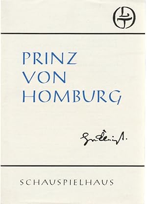 Bild des Verkufers fr Programmheft Heinrich von Kleist PRINZ VON HOMBURG Premiere 28. August 1969 Schauspielhaus Spielzeit 1986 / 69 Heft 27 zum Verkauf von Programmhefte24 Schauspiel und Musiktheater der letzten 150 Jahre