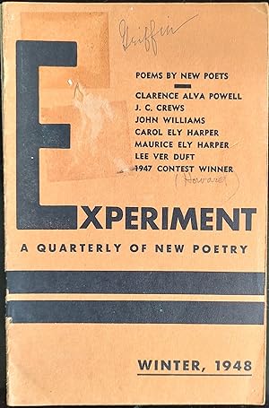 Bild des Verkufers fr Experiment A Quarterly Of New Poetry Vol. IV No. 1 Winter 1948 zum Verkauf von Shore Books