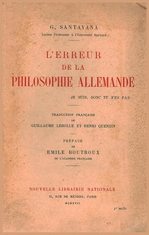 Imagen del vendedor de L'erreur de la philosophie allemande a la venta por Di Mano in Mano Soc. Coop