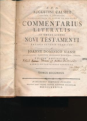 Bild des Verkufers fr Commentarius literalis in omnes libros Novi Testamenti,;"latinis literis traditus s Joanne Dominico Mansi . editio novissima ad exemplar Parisienne correcta; Tomus secundus et Tom. II. Pars. II.,latinis literis traditus s Joanne Dominico Mansi . editio novissima ad exemplar Parisienne correcta; Tomus secundus et Tom. II. Pars. II." zum Verkauf von Antiquariat Kastanienhof