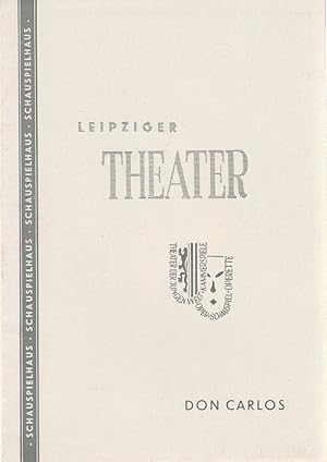 Bild des Verkufers fr Programmheft Friedrich Schiller DON CARLOS Premiere 7. Oktober 1959 Schauspielhaus Spielzeit 1959 / 60 Heft 1 zum Verkauf von Programmhefte24 Schauspiel und Musiktheater der letzten 150 Jahre