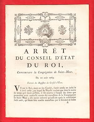 Seller image for ARRT DU CONSEIL D'TAT DU ROI, CONCERNANT la Congrgation de Saint-Maur. Du 10 aot 1769. for sale by Pierre Raymond