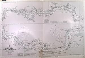 RIVER THAMES / VAUXHALL TO THAMES HAVEN. Two large charts of the River Thames from Westminster ...
