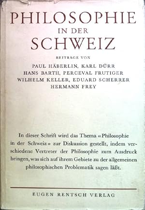 Bild des Verkufers fr Philosophie in der Schweiz Schriften der Mlle Marie Gretler-Stiftung Zrich Heft 3 zum Verkauf von books4less (Versandantiquariat Petra Gros GmbH & Co. KG)