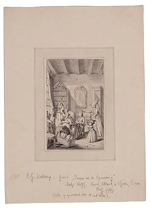 Seller image for [Design for the frontispiece of Betje Wolff's Proeve over de opvoeding].[Amsterdam, 1779]. Drawing in black ink with grey watercolour washes (14 x 9 cm) on laid paper, tipped onto a larger leaf (30 x 21.5 cm). for sale by Antiquariaat FORUM BV