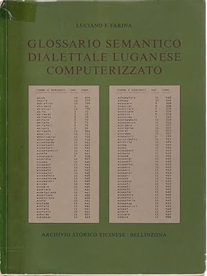 Imagen del vendedor de Glossario semantico dialettale luganese computerizzato a la venta por Librodifaccia