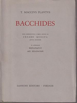 Bild des Verkufers fr Bacchides zum Verkauf von Librodifaccia