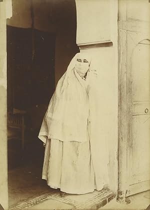 Morocco Marrakech Veiled Woman Old Photo Felix 1915