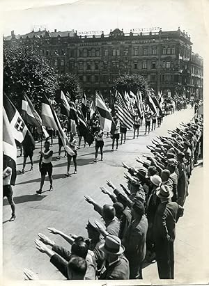 Germany Leipzig Sports Cycling Champions Parade Old Photo 1934