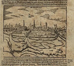 Aldenburg Germany 1628 Munster Cosmography wood cut print birds-eye city view