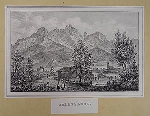 Saalfelden. Lithographie v. J. Stießberger n. G. Pezolt, Salzburg Oberer um 1835, 9,5 x 15,5 cm