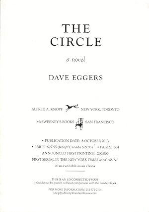 Bild des Verkufers fr The Circle zum Verkauf von Kenneth Mallory Bookseller ABAA