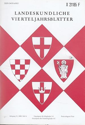 Image du vendeur pour Trockenheit in der Nahe-Region im Jahre 1893 / Eifelmaare als Archiv ber Mensch und Klima / Peter Schneider Priester und Lehrer im Nationalsozialismus - Landeskundliche Vierteljahrsbltter Jahrgang 55, 2009, Heft 4 hrsg. von der Gesellschaft fr Ntzliche Forschungen zu Trier, der Arbeitsgemeinschaft fr Landesgeschichte und Volkskunde des Trierer Raumes, dem Verein fr Geschichte und Kunst des Mittelrheins sowie der Arbeitsgemeinschaft fr die Heimatgeschichte und Genealogie des Nahe-Hunsrck-Raumes / Beilag mis en vente par Versandantiquariat Nussbaum