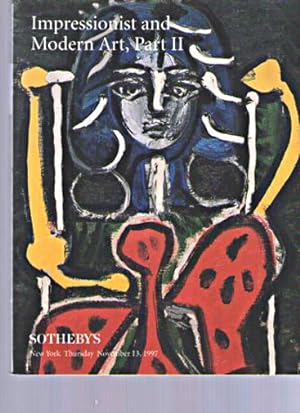 Seller image for Sothebys 1997 Impressionist & Modern Art Part II for sale by thecatalogstarcom Ltd