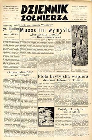 Seller image for Dziennik Zolnierza. [.] Pismo zolnierzy I. Korpusu Panc.-Motorowego. R.3 (1942). Nr 180 (713) (3 grudnia 1942) for sale by POLIART Beata Kalke