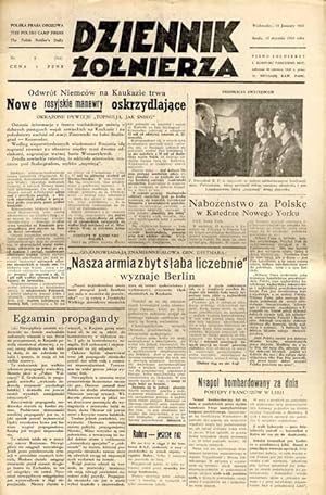 Seller image for Dziennik Zolnierza. Polska prasa obozowa. Pismo zolnierzy 1. Korpusu Pancerno Mot. R.4 (1943). Nr 9 (744) (13 stycznia 1943) for sale by POLIART Beata Kalke