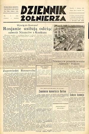 Seller image for Dziennik Zolnierza. Polska prasa obozowa. Pismo zolnierzy 1. Korpusu Pancerno Mot. R.4 (1943). Nr 6 (741) (9 stycznia 1943) for sale by POLIART Beata Kalke