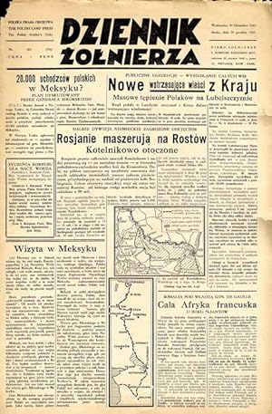 Seller image for Dziennik Zolnierza. [.] Pismo zolnierzy I. Korpusu Panc.-Motorowego. R.3 (1942). Nr 201 (734) (30 grudnia 1942) for sale by POLIART Beata Kalke