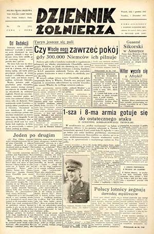 Seller image for Dziennik Zolnierza. [.] Pismo zolnierzy I. Korpusu Panc.-Motorowego. R.3 (1942). Nr 178 (711) (1 grudnia 1942) for sale by POLIART Beata Kalke