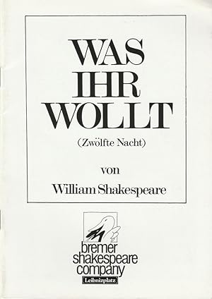 Bild des Verkufers fr Programmheft William Shakespeare WAS IHR WOLLT Premiere 6. Januar 1987 zum Verkauf von Programmhefte24 Schauspiel und Musiktheater der letzten 150 Jahre