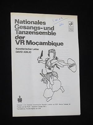 Seller image for Programmzettel Gastspiel Nationales Gesangs- und Tanzensemble der Volksrepublik Mocambique in der DDR 1983. [TNZE UND LIEDER]. Knstler. Leiter: David Abilo. Mit Solistin Virginia Cumbane und Ensemble for sale by Fast alles Theater! Antiquariat fr die darstellenden Knste