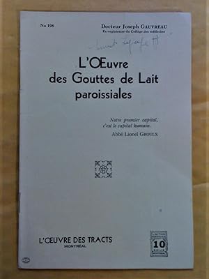 Seller image for L'oeuvre des Gouttes de lait paroissiales for sale by Claudine Bouvier