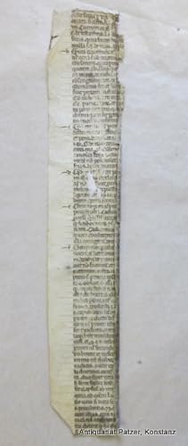 Manuskriptfragment (Buchdeckelfund) mit Textpassage aus der "Summa theologica" (Pars. IIIa. Titul...
