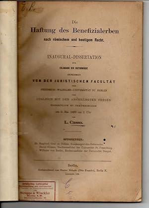 Die Haftung des Benefizialerben nach römischem und heutigem Recht. Dissertation.