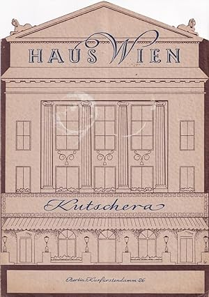 Haus Wien Kutschera, Berlin, Kurfürstendamm 26. Speisekarte.