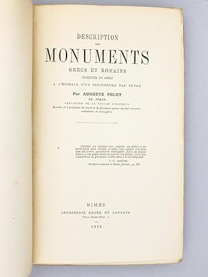 Seller image for Description des Monuments grecs et romains excuts en lige  l'chelle d'un centimtre par mtre. for sale by Librairie du Cardinal