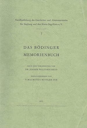 Seller image for Das Bdinger Memoirenbuch. (= Siegburger Studien VI-VII) - 1971 - for sale by Libro-Colonia (Preise inkl. MwSt.)