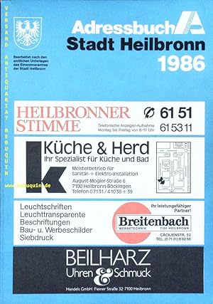 Bild des Verkufers fr ADRESSBUCH DER STADT HEILBRONN 1986.- zum Verkauf von Antiquariat Bebuquin (Alexander Zimmeck)