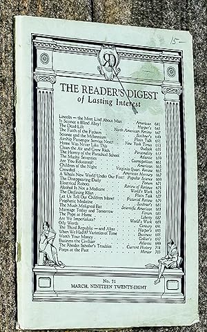 Seller image for { Lincolniana} The Reader's Digest Of Lasting Interest March.1928, for sale by poor man's rare books (mrbooks) IOBA NJB