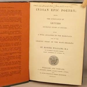 Indian Epic Poetry; Being the Substance of Lectures Recently Given at Oxford [etc.]