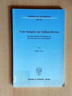 Bild des Verkufers fr Vom Subjekt zur Selbstreferenz. rechtstheoretische berlegungen zur Rekonstruktion der Rechtskategorie. zum Verkauf von avelibro OHG