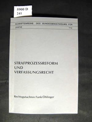 Seller image for Verfassungsrechtliche Beurteilung des Entwurfes eines Strafprozessreformgesetzes. (Neugestaltung des Vorverfahrens). for sale by avelibro OHG