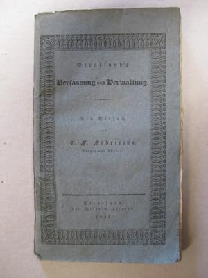 Seller image for Der Stadt Stralsund Verfassung und Verwaltung. Ein Versuch. for sale by avelibro OHG