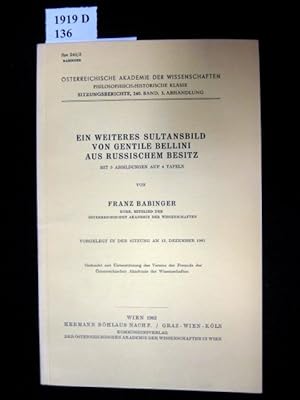 Seller image for Ein weiteres Sultansbild von Gentile Bellini aus Russischem Besitz. Mit 5 Abbildungen auf 4 Tafeln. for sale by avelibro OHG